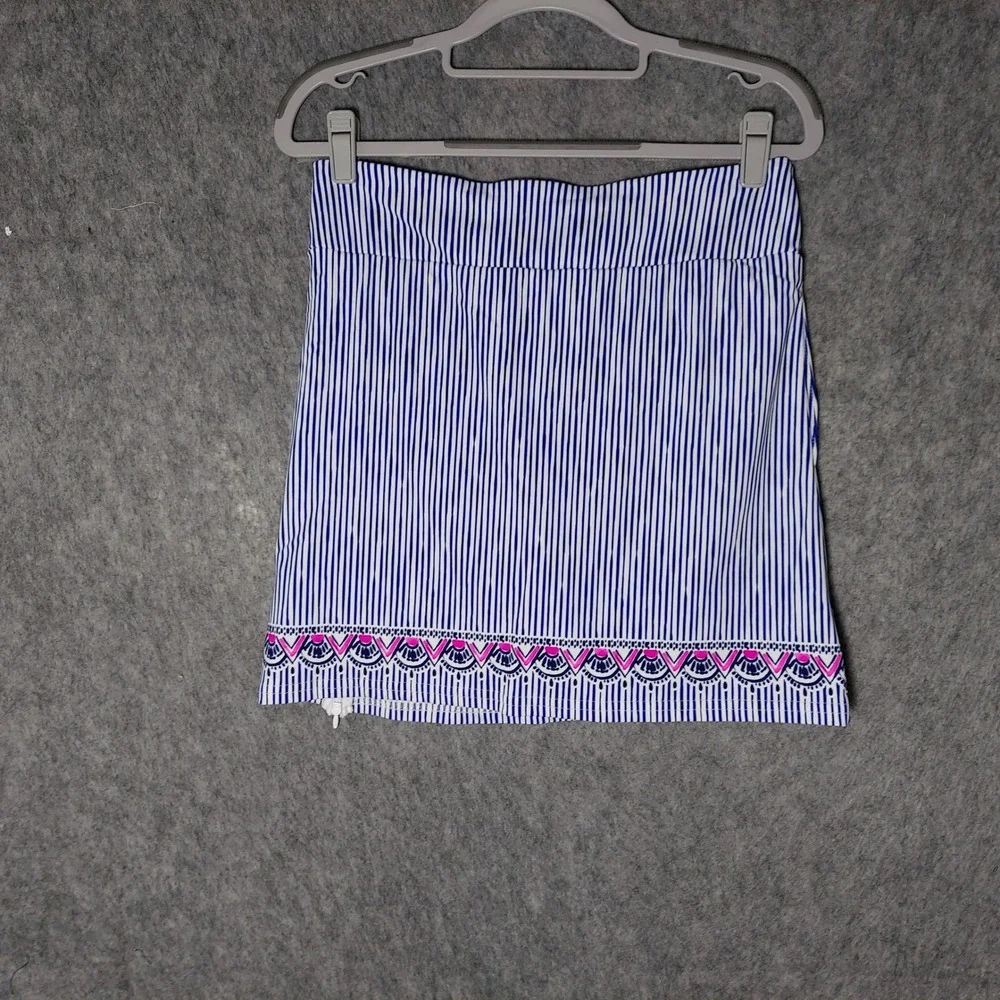 Aryeh Women Skort S Blue White Nautical Striped Preppy Pocket Built in Shorts